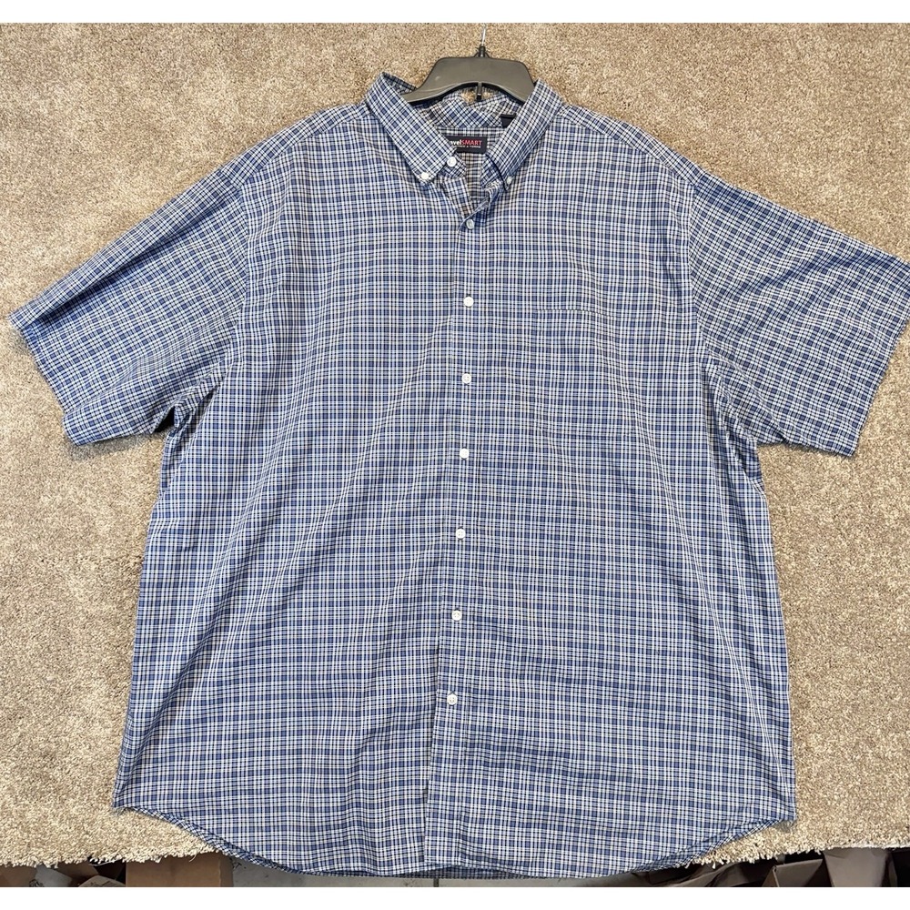 Roundtree & Yorke Mens 4XT TravelSMART Short Sleeve Button Up Plaid Shirt - FLAW